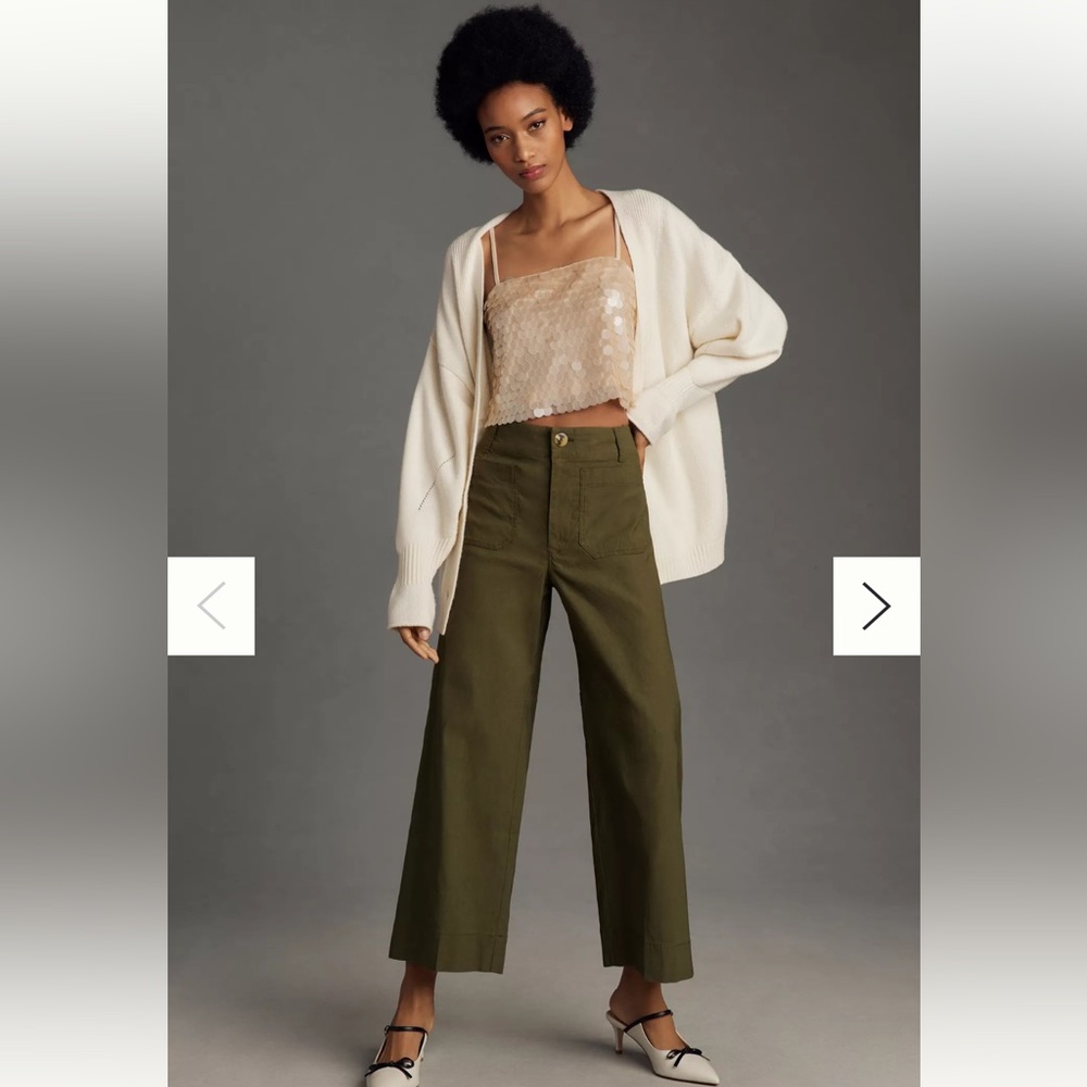 Anthropologie The Colette Cropped Wide-Leg Pants by Maeve Color: Holly 26P NWT